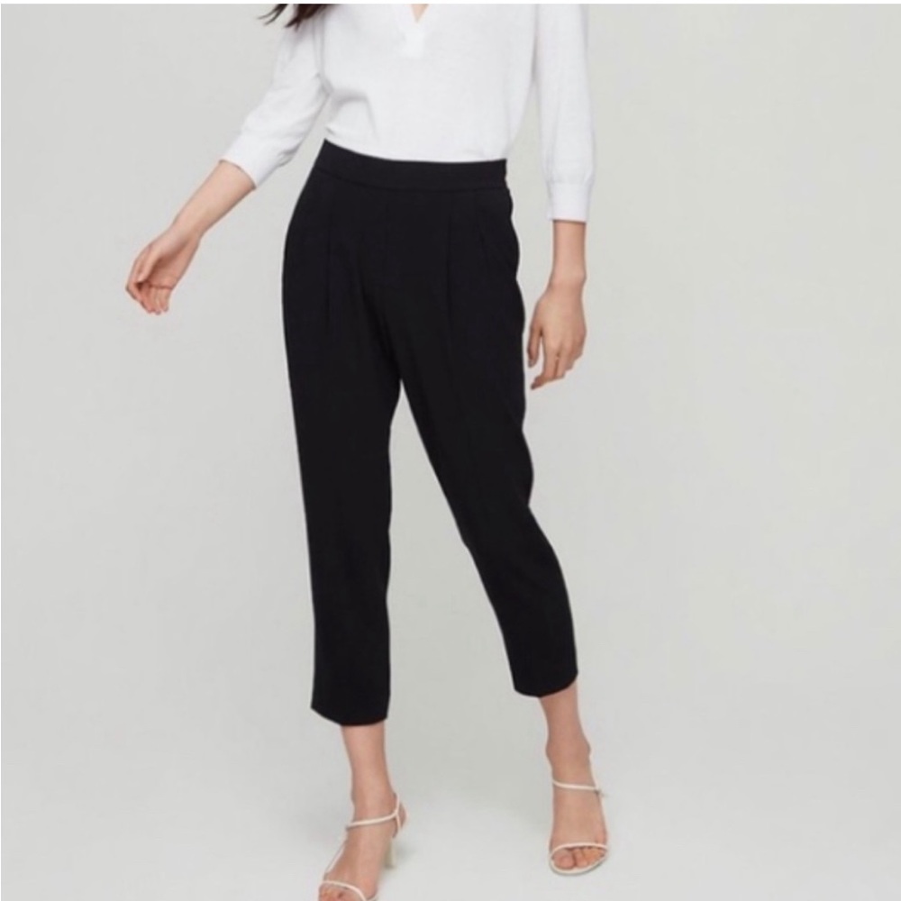 Babaton Black Cropped Tapered Trousers